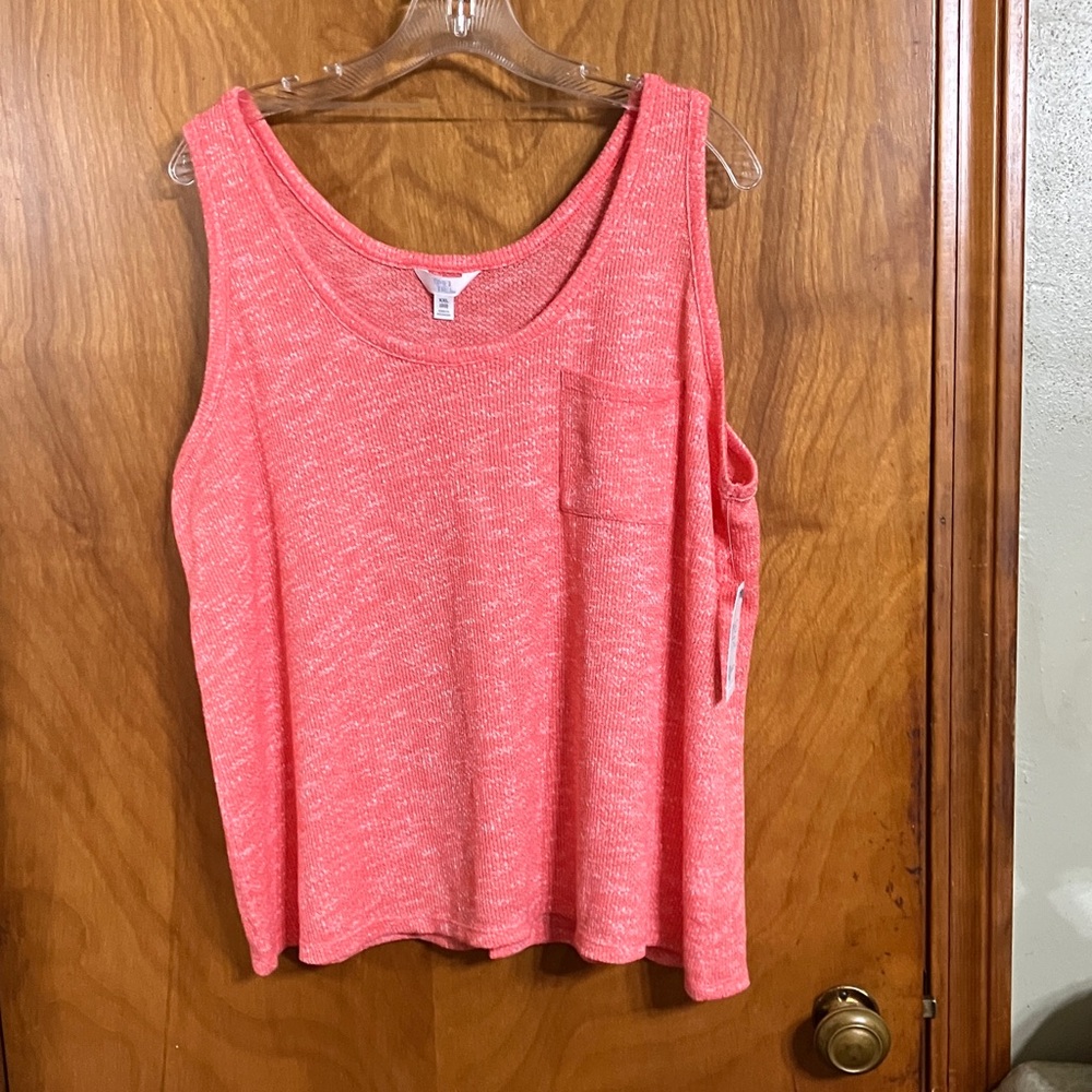 Time and Tru Coral Heather Pocket Tank